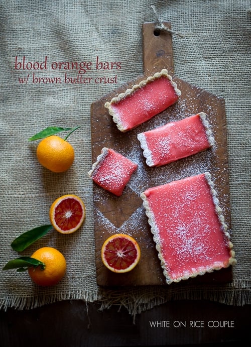 Blood Orange Bars with Brown Butter Crust on WhiteOnRiceCouple