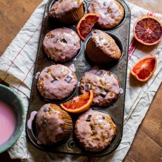 blood orange chocolate muffins with glaze - white on rice couple