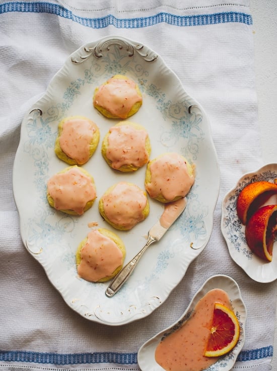 Blood Orange Ricotta Cookies on a plate 