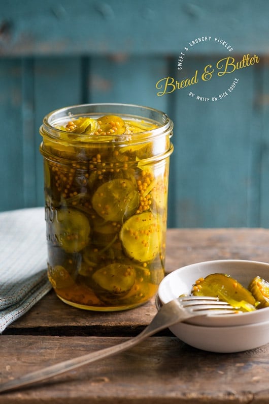 Bread and Butter Pickles in a mason jar