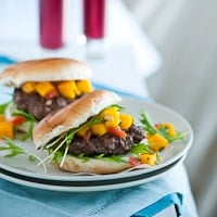 teriyaki burgers with mango salsa 