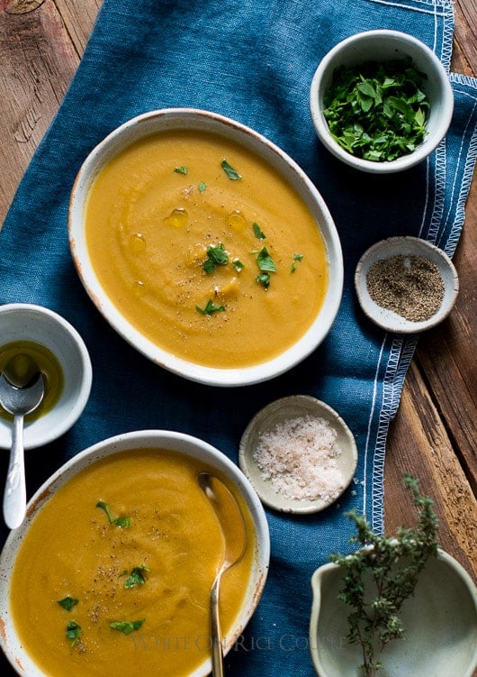 Butternut Squash Soup in a serving bowl