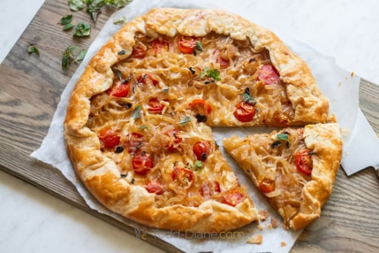 cooked and sliced onion galette