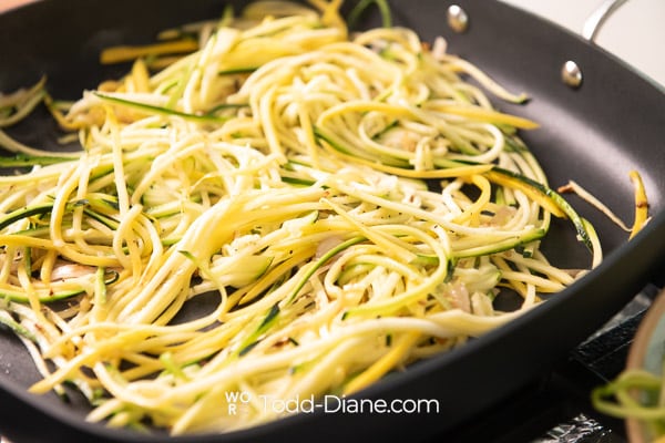 sautee zucchini noodles in pan