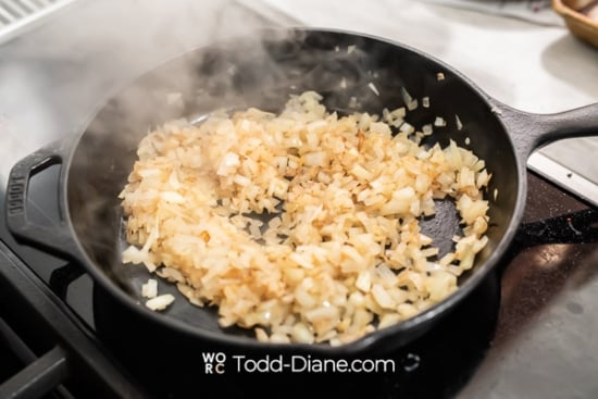 cooking onions in pan