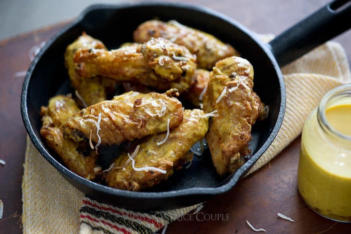 Spicy Curry Chicken Wings in a skillet