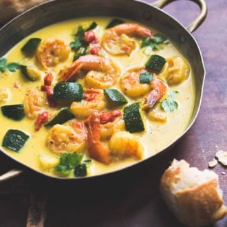 Wonderful 30 minute coconut curry recipe with shrimp, vegetables or what ever you want to add. | @whiteonrice
