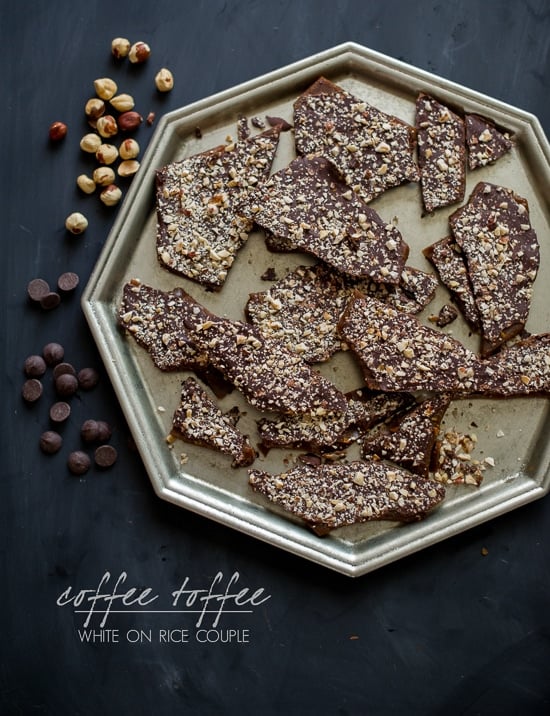 Coffee Toffee Recipe with Espresso on a platter