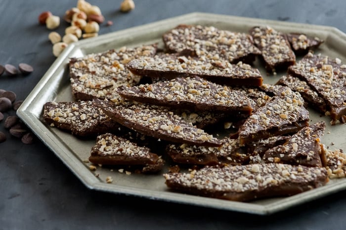 Espresso Toffee Recipe with Espresso on a platter