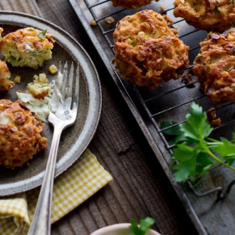 Sweet Corn Fritters Recipe from @whiteonrice