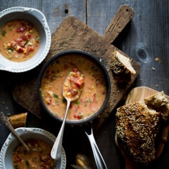Quick, Easy Creamed Corn and Tomato Soup Recipe | @whiteonrice
