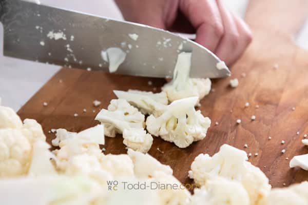 cutting cauliflower for pickles