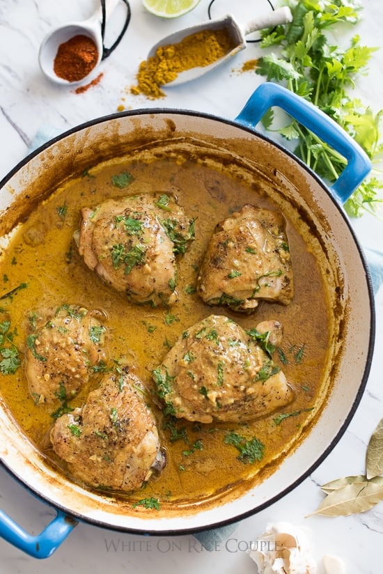 Curry Coconut Milk Chicken Thighs Recipe that's juicy and amazing | @whiteonrice