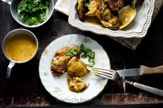 Smashed Potatoes with Thai Curry Sauce Recipe @whiteonrice