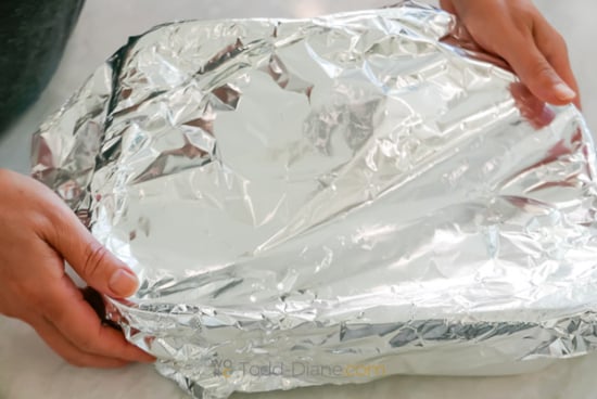cover baking dish with foil