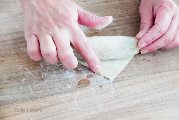 sealing egg roll edges