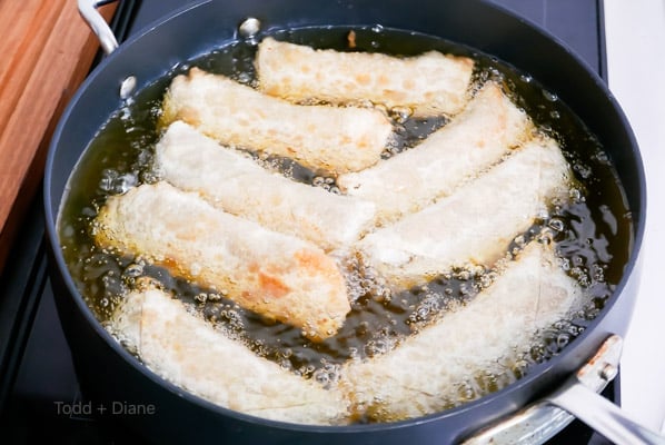 frying egg rolls