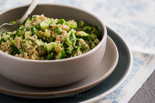 Easy Quinoa Salad Recipe with Cucumber, Mint in a bowl