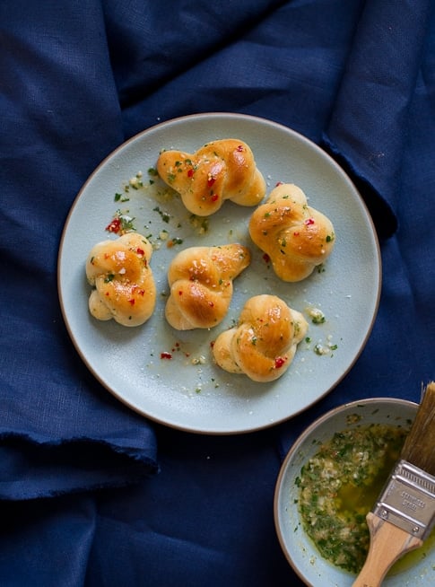 Spicy Garlic Knots Recipe on plate 