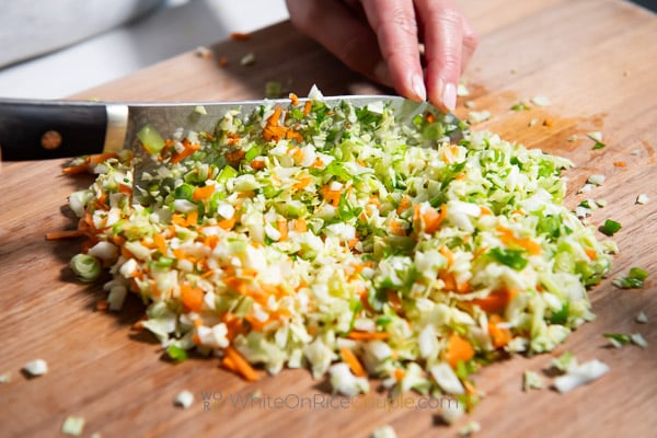 finely chopping veggies
