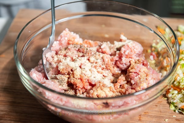 pork and seasonings in bowl