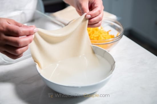 dipping water and wrapper