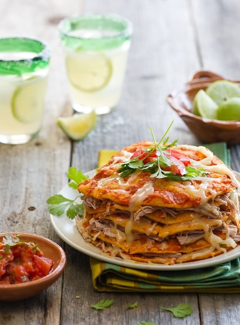 Spicy Chipotle Pork Enchiladas on plate 