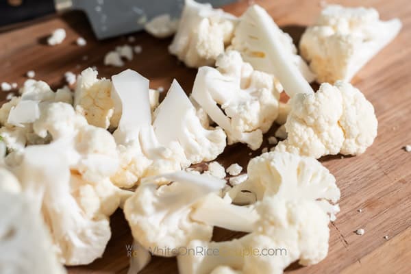 cutting cauliflower