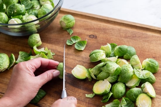 Trimming brussels sprouts