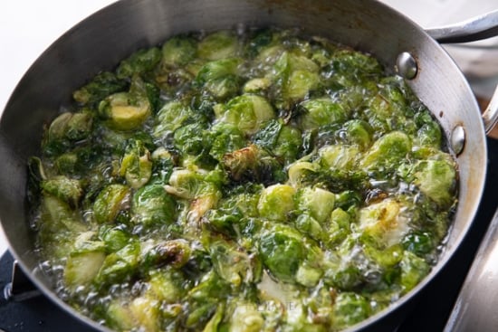 Brussels sprouts frying