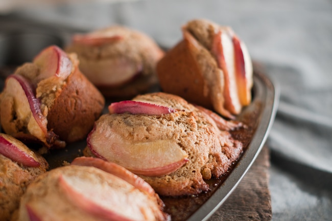 ginger peach muffin in pan 