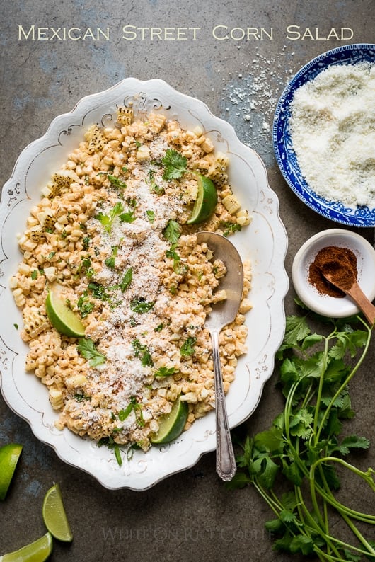 Grilled Mexican Street Corn Salad Elotes on a plate