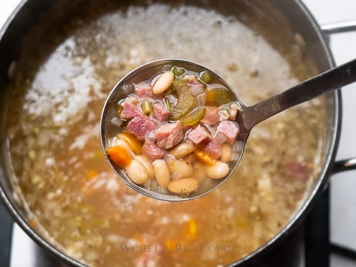 stove top white bean and ham soup recipe on WhiteOnRiceCouple.com