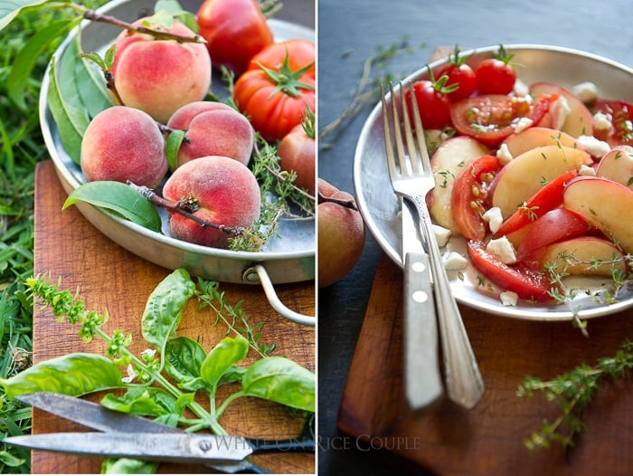 Peach Salad and Heirloom Tomato Salad Recipe | @whiteonrice