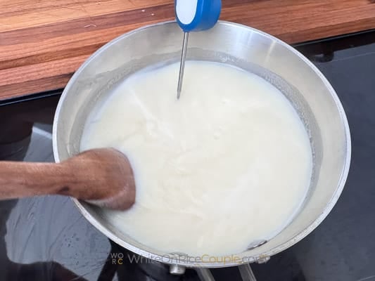 stirring milk and sugar