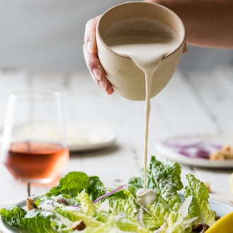 Homemade Caesar Salad Dressing and Caesar Salad Recipe | @whiteonrice