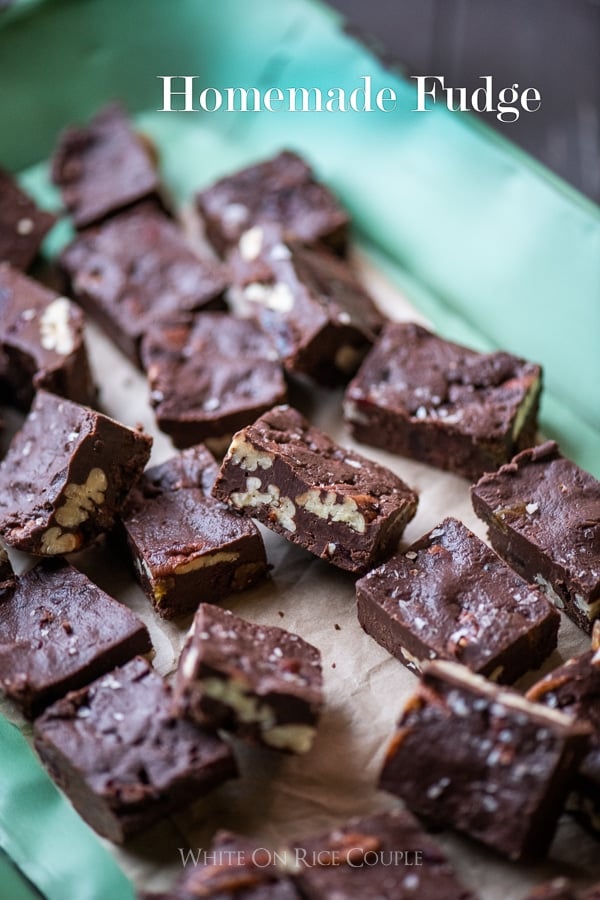 Best Fudge Recipe for Christmas and Holidays close up on a plate