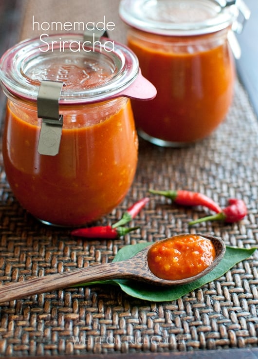 Homemade Sriracha in a jar