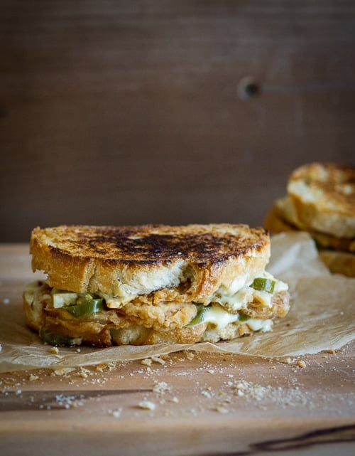 grilled cheese sandwich on a cutting board