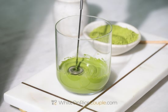 frothing matcha