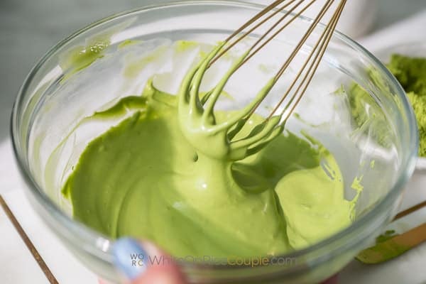 whisking matcha cream