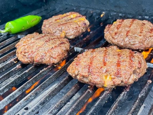 Cooking patties on grill