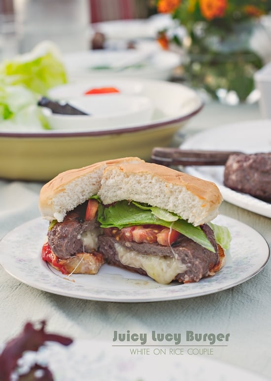 The Juicy Lucy Burgers on a plate