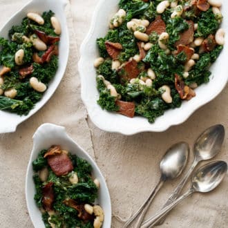 Kale, bacon and white bean salad perfect warm or cold for any occasion @whiteonrice