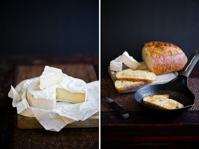 brie cheese and toasted bread 