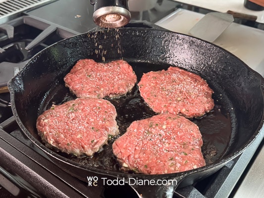 seasoning the lamb burger patties