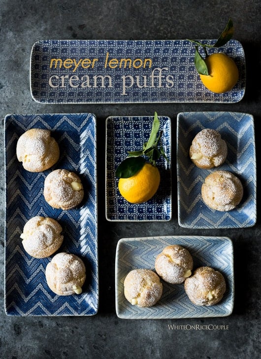 Meyer Lemon Cream Puffs on serving plates