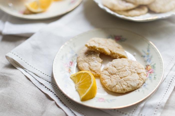 Meyer Lemon Crinkle Cookies on a plate
