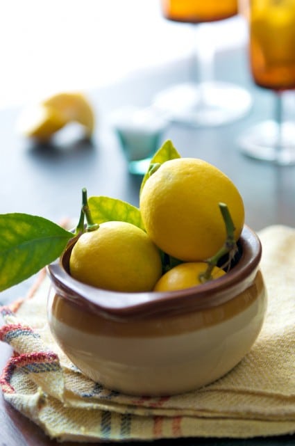 bowl of meyer lemons for margarita