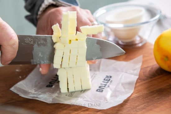 Cutting butter into chunks